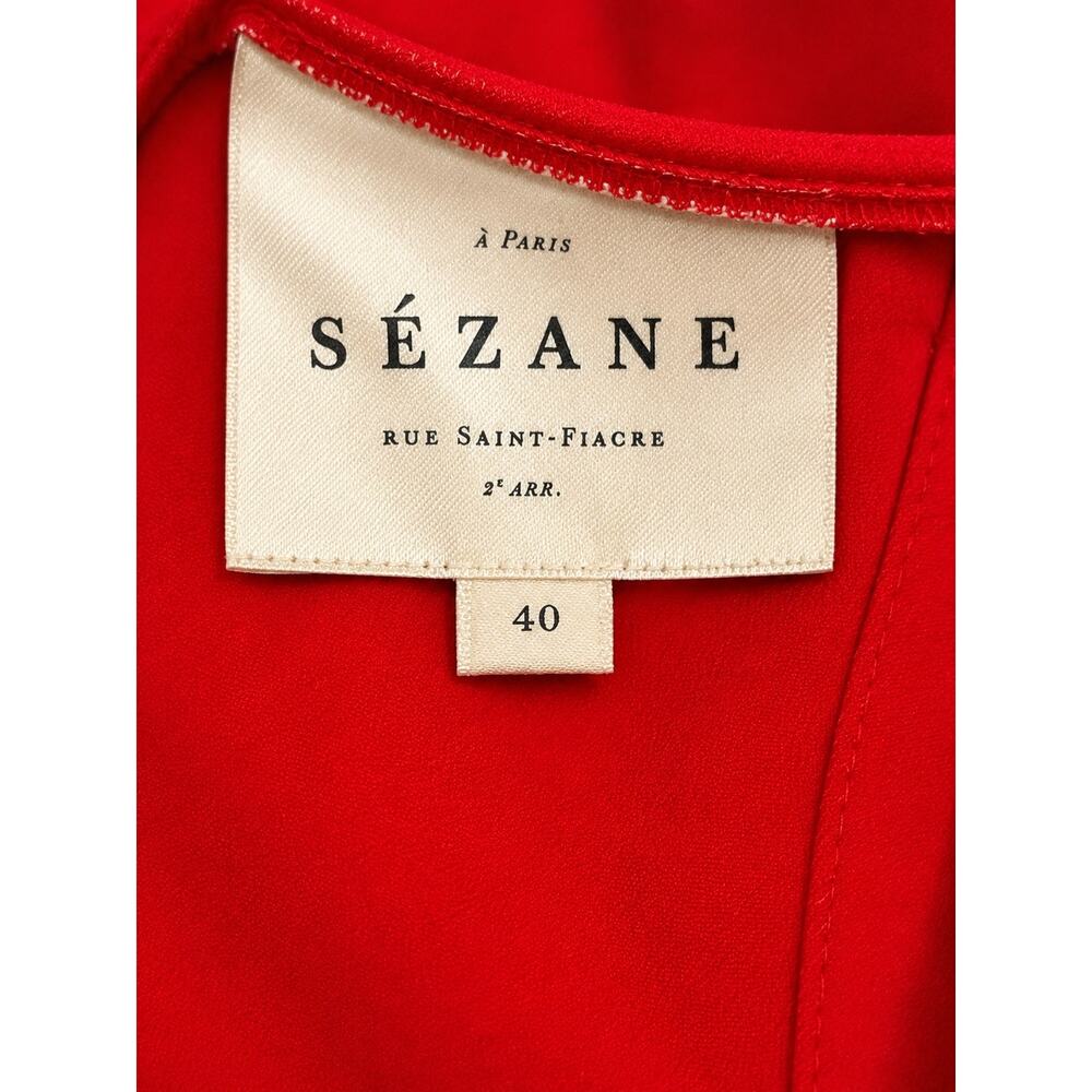 Sezane Red Ruffled V-Neck Tank Top - Picture 4 of 9